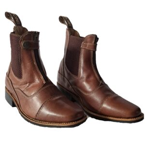 Stivaletti Inglesi in Cuoio con Zip Anteriore ed Inserti Elastico