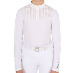 Polo Equestro Bambina Bianco con Strass
