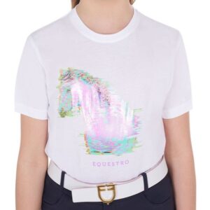 T-Shirt Equestro Bambina Interference Horse Bianco
