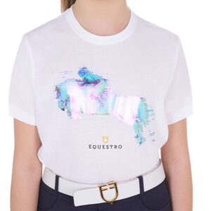 T-Shirt Equestro Bambina Interference Jumping Horse Bianco