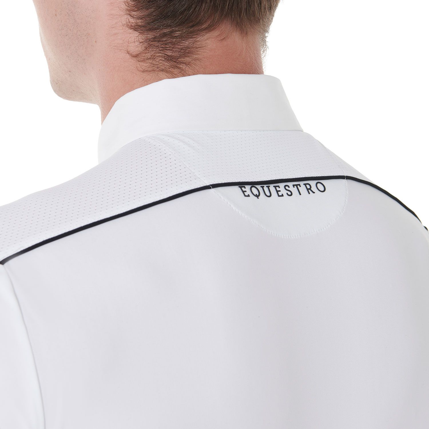 Polo Equestro da Concorso per Uomo con Inserti in Mesh Bianca - immagine 3