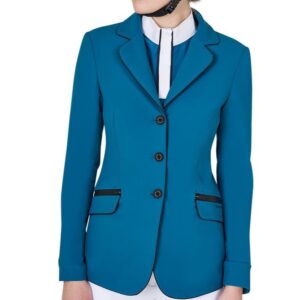 Giacca Equestro Donna in Tessuto Tecnico Blu Coral