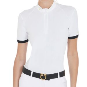 Polo Equestro Donna con Manica Corta a Contrasto