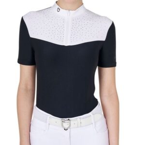 Polo Equestro Donna da Concorso con Strass Nero Bianco