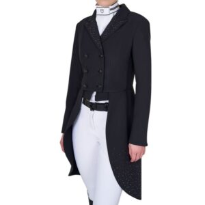 Frac Equestro da Concorso Donna in Tessuto Tecnico con Strass Nero