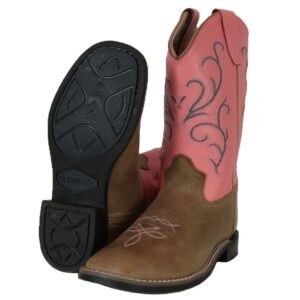 Stivali Western Old West Ragazza Bicolore Rosa Marrone
