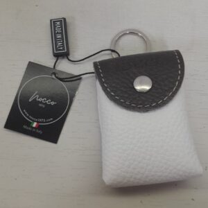 Portachiavi con Porta Telecomando in Pelle Bianco e Nero