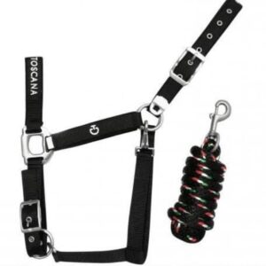 Cavezza Cavalleria Toscana in nylon e neoprene all’ interno con lunghina intrecciata morbida tonda.