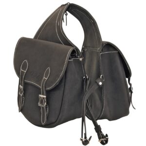 Bisaccia Posteriore e 2 Tasche in Cuoio Scamosciato