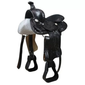 Sella Western per Pony Flowers in Cuoio Nero