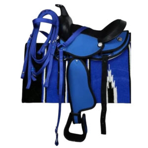 Sella Western per Pony Sintetica Blu