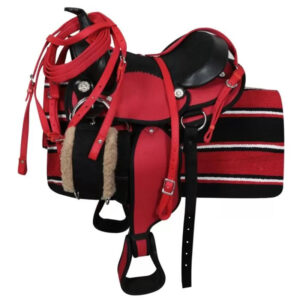 Sella Western per Pony Sintetica Rosso