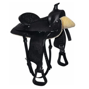 Sella Western in Cuoio con Seggio in Pelle Scamosciata