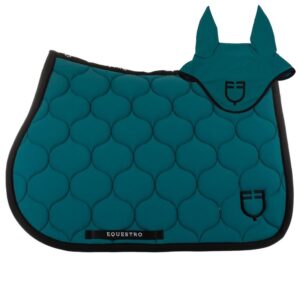 Sottosella e Cuffietta Equestro Tessuto Tecnico Trapuntatura a Cipolla Petrolio