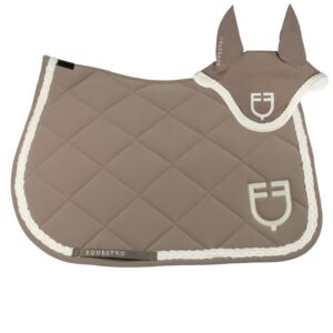 Sottosella e Cuffietta Equestro Tessuto Tecnico Bordo con Treccia Walnut Bianco Antico